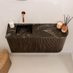 Mondiaz JOYA-DLUX 81.6cm toiletmeubel - ronding rechts kleur Walnut - Wastafel FAYE positie Links Zonder kraangat kleur Lava. SW1422473