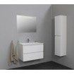 Basic Bella Meuble salle de bains avec lavabo acrylique Blanc 80x55x46cm 1 trou de robinet avec miroir et éclairage Blanc brillant SW491773