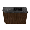 Mondiaz JOYA-DLUX 61.6cm toiletmeubel - ronding links kleur Walnut - Wastafel FAYE positie Rechts 1 kraangat kleur Lava. SW1422447