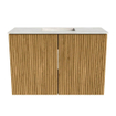 Mondiaz JOYA-DLUX 60cm meuble de salle de bains - couleur Oak - Vasque FAYE position Milieu Sans trou de robinet couleur Ostra. SW1422170