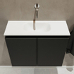MONDIAZ TURE Kit lave-mains - 60x23x50cm - 0 trous de robinet - 2 portes - urban mat - Lavabo au centre - Solid Surface Blanc SW474917