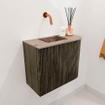 Mondiaz JOYA-DLUX Meuble de toilette 51,6cm - arrondi droit couleur Shadow - Lavabo FAYE position Gauche Sans trou de robinet couleur Arena SW1424840
