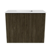Mondiaz JOYA 50cm meuble de salle de bains - couleur Shadow - Vasque FAYE position Gauche 1 trou de robinet couleur Talc SW1421440