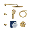 Grohe Grohtherm SmartControl Ensemble de douche encastrable thermostatique avec douche de tête et douchette rond cool sunrise brossé (or) SW542802