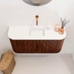 Mondiaz JOYA 83.2cm toiletmeubel - ronding links en rechts kleur Ruby - Wastafel FAYE positie Midden Zonder kraangat kleur Talc. SW1421773