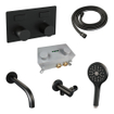 BRAUER Stripe Mitigeur thermostatique de baignoire - boutons-poussoirs - SET 04 - encastré - bec - douchette 3 positions - flexible de douche - coude mural - noir mat SW1435128