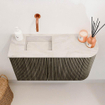 Mondiaz JOYA-DLUX 71.6cm toiletmeubel - ronding rechts kleur Shadow - Wastafel FAYE positie Links Zonder kraangat kleur Ostra. SW1423064