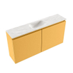 MONDIAZ TURE-DLUX meuble WC 100 cm Ocher. EDEN lavabo Ostra position milieu. Sans trou de robinet. SW1104963