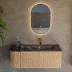 MONDIAZ KURVE-DLUX Meuble de salle de bains 115 cm avec module 25 L couleur Chêne avec 1 tiroir et 1 porte. Lavabo BIG SMALL droit 1 trou de robinet couleur Lava. SW1138152
