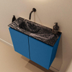 MONDIAZ TURE-DLUX Meuble toilette - 60cm - Jeans - EDEN - vasque Lava - position gauche - sans trou de robinet SW1103845