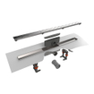 Easy Drain Compact 30 FF caniveau de douche inox avec plaque simple inox garde d'eau 30mm 200cm profondeur d'encastrement 63mm avec évacuation latérale 2302836