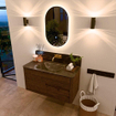 Mondiaz CIRO-DLUX Meuble de salle de bains - 100x45x50cm - Vasque solid surface Lava - 1 bassin central - sans trous de robinet - 2 tiroirs - Dusk SW1533024