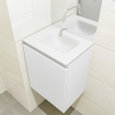 MONDIAZ OLAN Kit lave-mains - 40x30x40cm - 0 trous de robinet - 1 tiroir - talc mat - lavabo centré - Solid Surface Blanc SW473205
