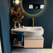 MONDIAZ RIVA Badkamermeubelset - 100x50x30cm - 1 lade - MDF Rosee mat - push to open - 1 kraangat - wasbak rechts - solid surface linen SW702911