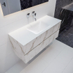 ENSEMBLE DE MEUBLE MONDIAZ VICA - 120cm - 2 tiroirs - lavabo Cloud au centre - 0 trous de robinet - solid surface en marbre Carrara SW410335
