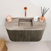 Mondiaz JOYA-DLUX Meuble de salle de bains 63.2cm - arrondis gauche et droite couleur Shadow - Vasque FAYE position Milieu Sans trou de robinet couleur Oza SW1425084