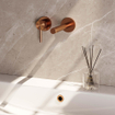 BRAUER Copper Edition Wastafelmengkraan inbouw - rechte uitloop rechts - hendel lang smal - inclusief inbouwdeel - model A2 PVD - geborsteld koper SW715651