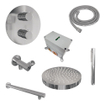 BRAUER Stripe Thermostatische Inbouw Regendouche - 3-weg - rond - SET 37 - 25cm douchekop - rechte muurarm - staaf handdouche - doucheslang - wandaansluitbocht - chroom SW1434774