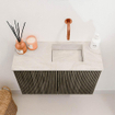 Mondiaz JOYA-DLUX 60cm toiletmeubel - kleur Shadow - Wastafel FAYE positie Rechts Zonder kraangat kleur Ostra. SW1423022