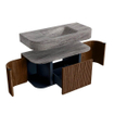 MONDIAZ THOR-DLUX Meuble de salle de bains - 100cm - arrondi gauche + droite - couleur Walnut - 1 tiroir - 2 portes - Vasque suspendue CLOUD Milieu 1 trou de robinet couleur Oza SW1467577