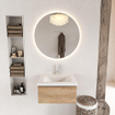 Mondiaz BUKLA Ensemble de meuble - 60x45x34cm - 1 trou de robinet - lavabo centré - solid surface - Talc - sans poignée - 1 tiroir - Mélamine - Chêne blanchi SW704725