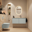 MONDIAZ TURE-DLUX Meuble toilette - 120cm - Greey - EDEN - vasque Frappe - position centrale - 1 trou de robinet SW1102775