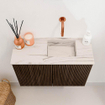Mondiaz JOYA-DLUX 60cm toiletmeubel - kleur Walnut - Wastafel FAYE positie Rechts Zonder kraangat kleur Nata. SW1424479