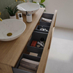 Saniclass Atelier Badkamermeubelset - 140x45x40cm - 4 lades - 2 wasbakken - zonder kraangaten - overloop - Eiken natural SW1437760