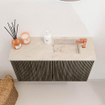 Mondiaz JOYA-DLUX 70cm meuble de toilette - couleur Shadow - Vasque FAYE position Droite 1 trou de robinet couleur Frappe. SW1422675