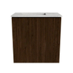 Mondiaz JOYA-DLUX 40cm toiletmeubel - kleur Walnut - Wastafel FAYE positie Links 1 kraangat kleur Glace. SW1422351