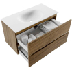 Mondiaz VICA meuble sous lavabo de salle de bains - 90cm - 2 tiroirs - lavabo Moon Talc - sans trou de robinet - Chai SW1187262