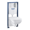 Grohe Start Edge Pack WC avec réservoir encastrable - plaque de commande DualFlush - WC suspendu à fond creux - abattant avec couvercle frein de chute - Bleu/blanc SW878131