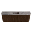 Mondiaz JOYA-DLUX 123.2cm toiletmeubel - ronding links en rechts kleur Walnut - Wastafel FAYE positie Midden 1 kraangat kleur Sombra. SW1424784