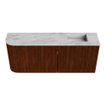 Mondiaz JOYA-DLUX Meuble de salle de bains 101,6cm - arrondi gauche couleur Ruby - Vasque FAYE position Droite 1 trou de robinet couleur Glace SW1423568