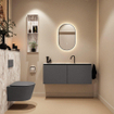 MONDIAZ TURE-DLUX Meuble toilette - 120cm - Dark Grey - EDEN - vasque Glace - position centrale - 1 trou de robinet SW1103251