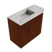 Mondiaz JOYA-DLUX 51.6cm toiletmeubel - ronding rechts kleur Ruby - Wastafel FAYE positie Links 1 kraangat kleur Glace. SW1423578
