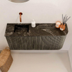 Mondiaz JOYA-DLUX Meuble de salle de bains 91,6cm - arrondi droit couleur Shadow - Vasque FAYE position Gauche Sans trou de robinet couleur Lava SW1422880