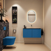 MONDIAZ TURE-DLUX Meuble toilette - 100cm - Jeans - EDEN - vasque Lava - position centrale - sans trou de robinet SW1103868