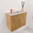 Mondiaz JOYA-DLUX Meuble de salle de bains 50cm - couleur Oak - Vasque FAYE position Gauche 1 trou de robinet couleur Opalo. SW1422126