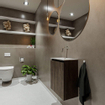 MONDIAZ TURE Kit lave-mains - 40x23x50cm - 0 trous de robinet - 1 porte - marron foncé mat - Lavabo à gauche - Acrylique Blanc SW475176