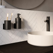 BRAUER Ensemble d'Accessoires - distributeur de savon - gobelet - avec fixation murale - surface magnétique amovible - noir mat SW1471807