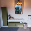 Mondiaz ALAN-DLUX Ensemble de meuble - 120cm - meuble Army mat - 2 tiroirs - Lavabo Cloud Frappe suspendu - vasque Droite - 0 trous de robinet SW805628