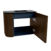 Mondiaz JOYA-DLUX Meuble de salle de bains 51,6cm - arrondi gauche couleur Noyer - Vasque FAYE position Droite Sans trou de robinet couleur Lava SW1422507