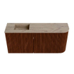 Mondiaz JOYA-DLUX 91.6cm meuble de salle de bains - arrondi droit couleur Ruby - Vasque FAYE position Gauche Sans trou de robinet couleur Arena. SW1425309