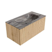 MONDIAZ KURVE-DLUX meuble de salle de bains 90cm couleur Oak avec 1 tiroir et 0 porte. Lavabo BIG SMALL Milieu sans trou de robinet Sombra. SW1433552