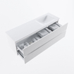 MONDIAZ VICA meuble sous lavabo 150cm Talc 2 tiroirs. Lavabo CLOUD droit sans trou de robinet, couleur Talc. SW1381822
