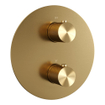 BRAUER Gold Carving douche de pluie encastrée thermostatique - 3 voies - ronde - set 94 - pomme de douche 30cm - bras mural courbé - douchette 3 jets - flexible de douche - barre de douche intégrée - or brossé PVD SW1159033