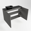 Mondiaz Fowy Meuble de toilette - 80x50x23cm - gris foncé mat - 1 trou de robinet - lavabo à gauche - 2 portes - solid surface - plan MDF - lavabo : noir SW761110