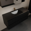 Mondiaz AIVY Ensemble de meuble - 120x45x50cm - 1 trou de robinet - 1 vasque Urban Solid surface - Centre - 2 tiroirs - avec armoire de toilette - MDF Urban SW892354