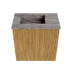 Mondiaz JOYA-DLUX 40cm toiletmeubel - kleur Oak - Wastafel FAYE positie Links 1 kraangat kleur Sombra. SW1424223